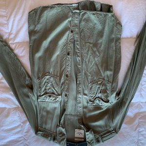 Army Green Flannel Top